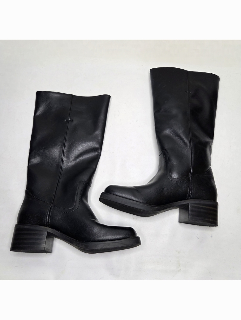 Frye and Co. Miranda 14 Boot Women 9M Stacked Heel Black Vegan Western Knee High - Picture 4 of 10